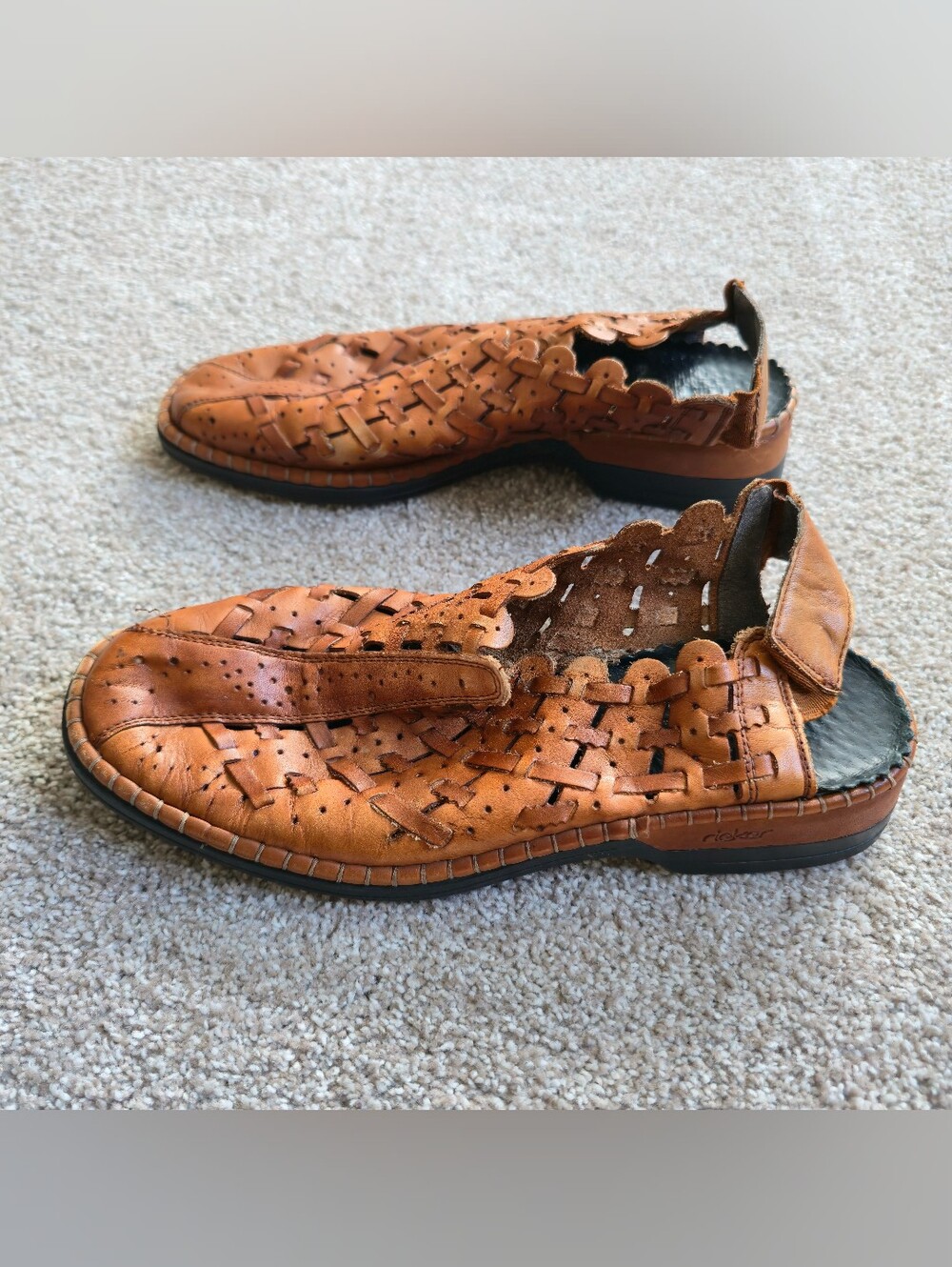 Rieker Women's Antistress Sina Leather Woven Sandals - Size 39